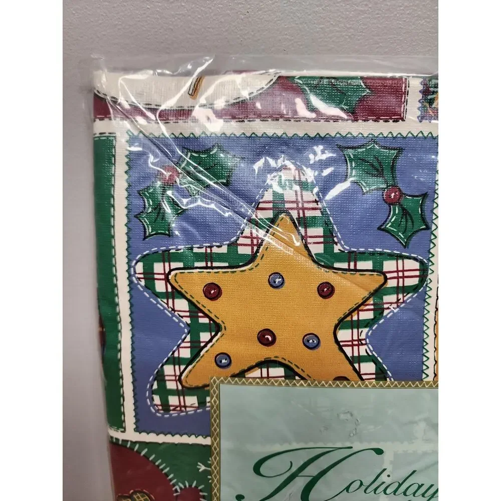 Christmas Tablecloth, Flannel backed Vinyl, 52 x 70 Oblong